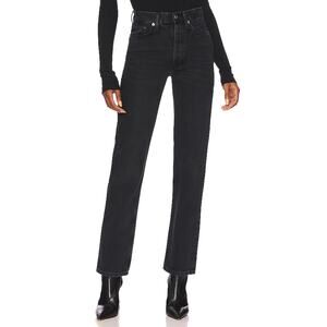 Agolde 'Lana' Black Mid Rise Straight Denim Jean Size 25